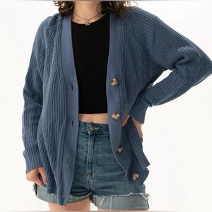 NWOT GAP Women's Button Front Cardigan Medium Blue Sweater